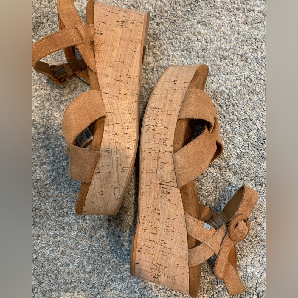 Toms cork wedge sandals